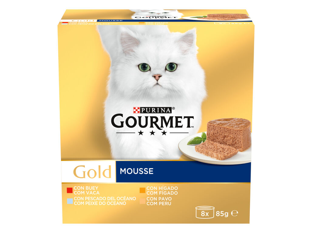 COMIDA H&Uacute;MIDA PARA GATO GOURMET GOLD MOUSSE 8X85G