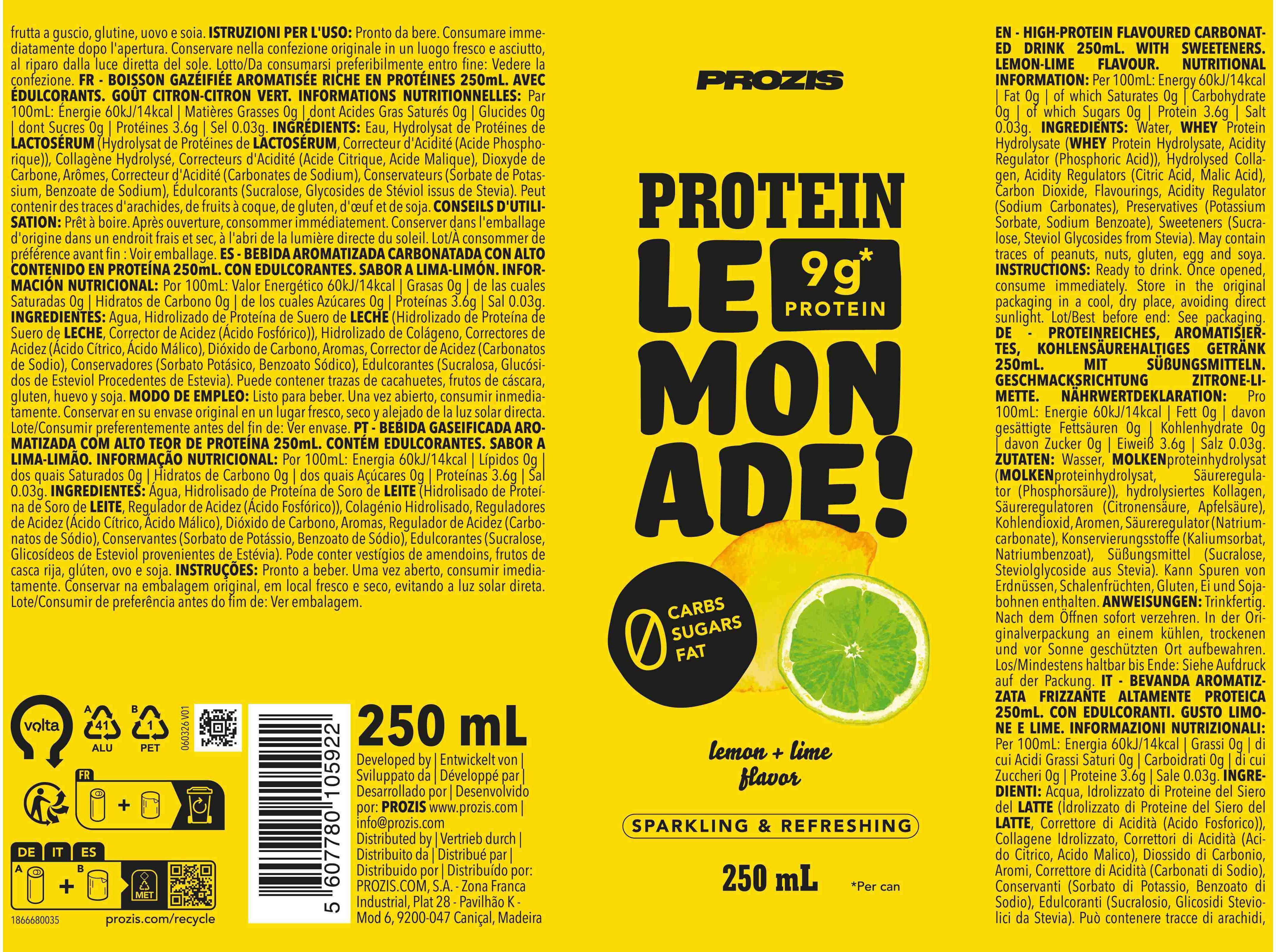 BEBIDAS COM PROTEINAS PROZIS LIMA LIM&Atilde;O 250ML (SDR) image number 1