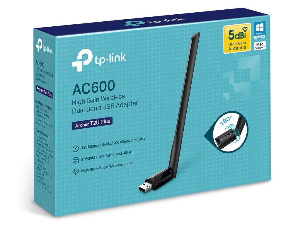 ADAPTADOR WI-FI TP-LINK ARCHER-T2U-PLUS USB AC600 image number 1