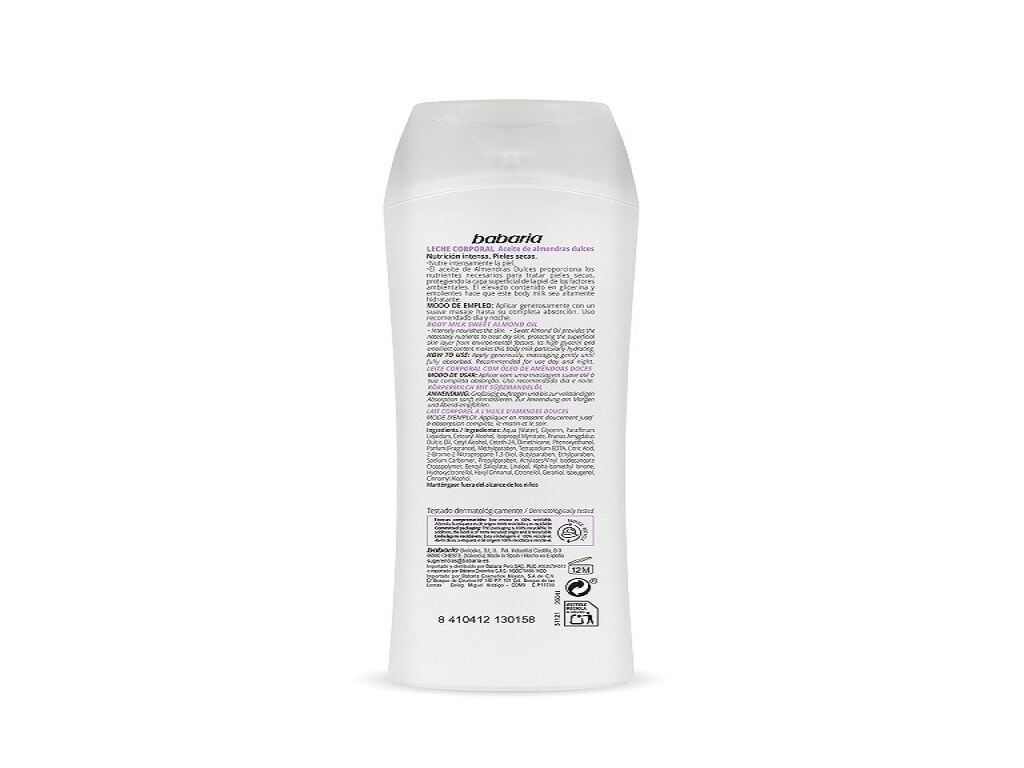 BODY MILK AM&Ecirc;NDOAS DOCES BABARIA 400 ML. image number 1