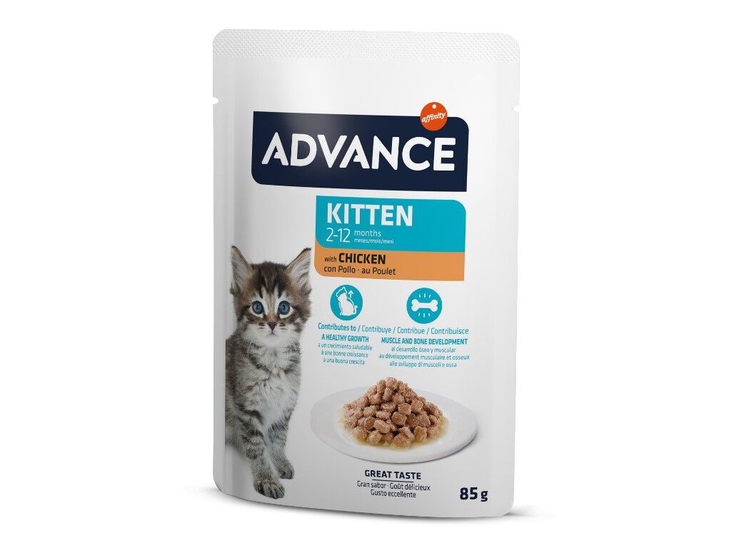 COMIDA H&Uacute;MIDA GATO ADVANCE J&Uacute;NIOR FRANGO 4X85G image number 0