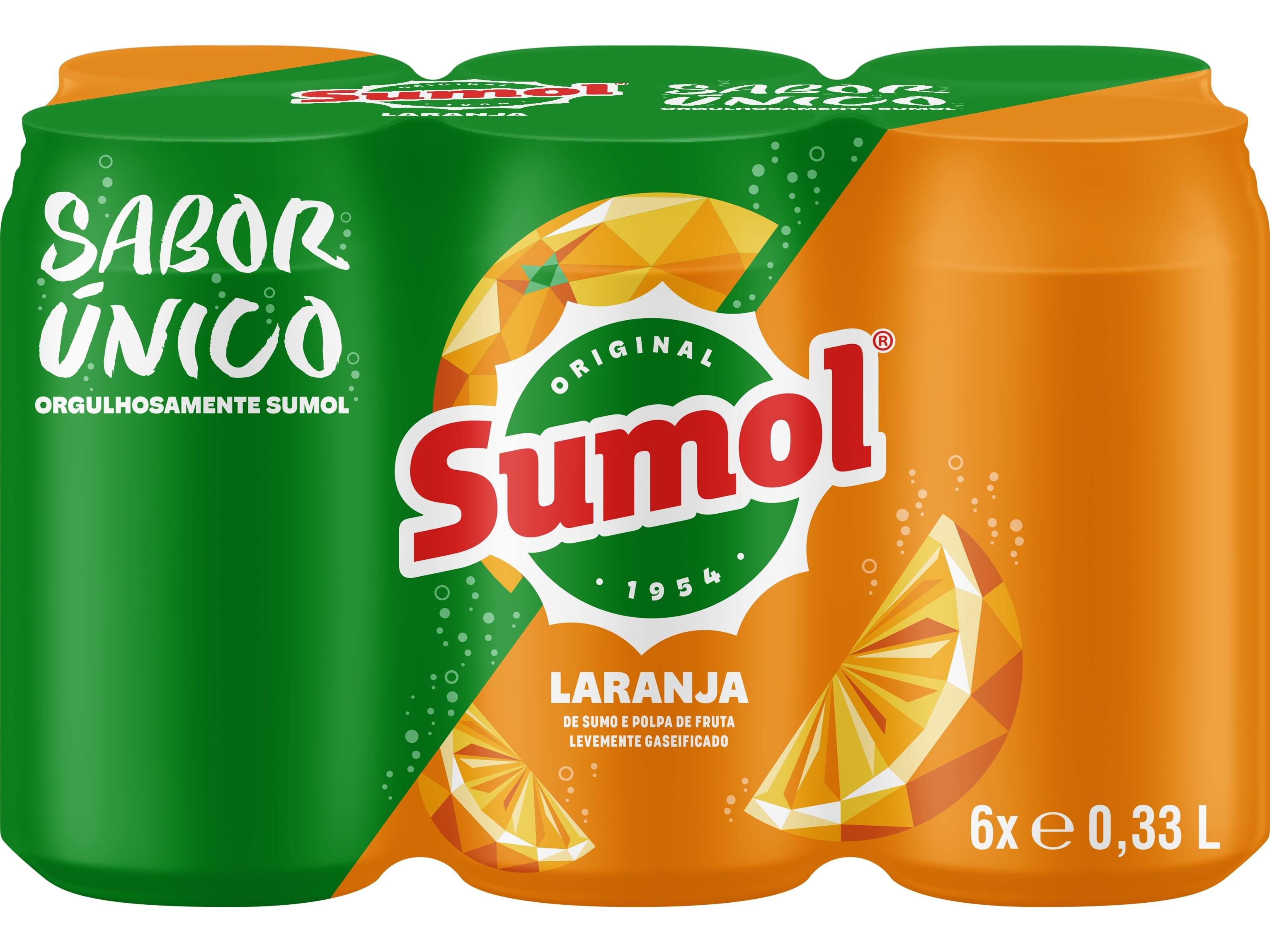 REFRIGERANTE SUMOL COM G&Aacute;S LARANJA LATA 6 X0.33L image number 1