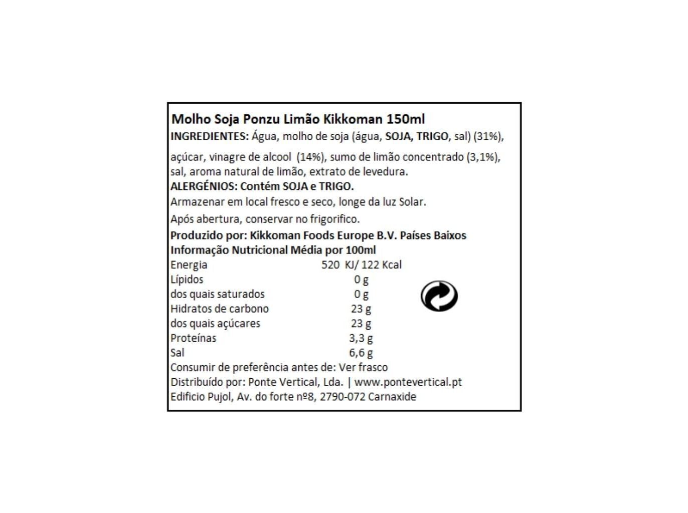MOLHO PONZU KIKKOMAN LIM&Atilde;O 150ML image number 1