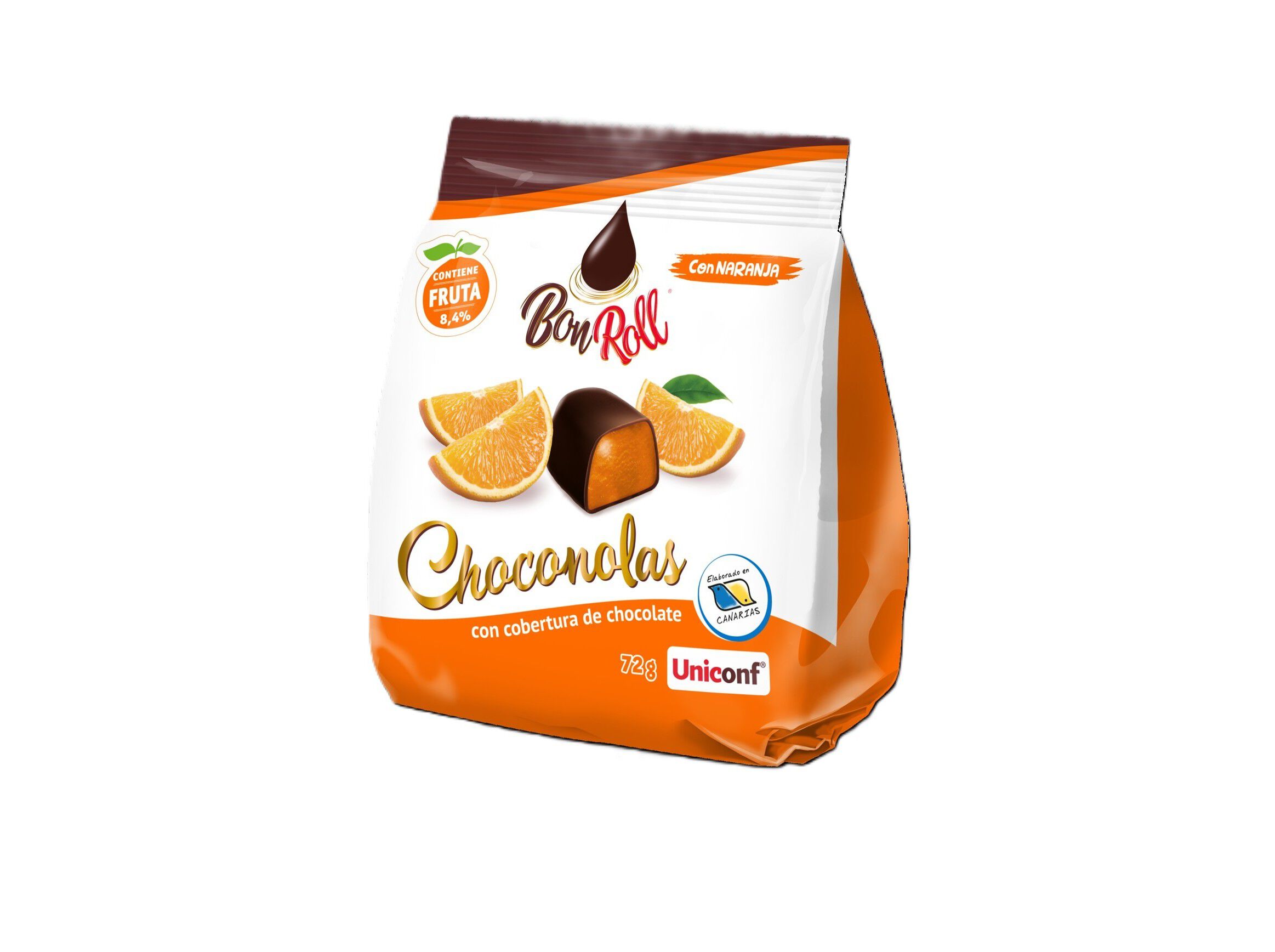 GOMAS BONROLL LARANJA COBERTURA CHOCOLATE NEGRO 72G image number 0