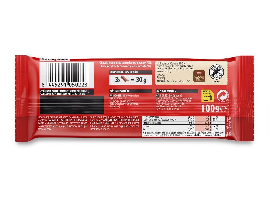 TABLETE CHOC. LEITE EXTRAFINO RECHEIO CREMOSO 100G image number 1