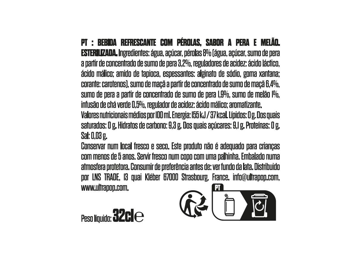 BEBIDA BUBBLE TEA ULTRAPOP DRAGONBALL PERA E MEL&Atilde;O 320ML image number 1