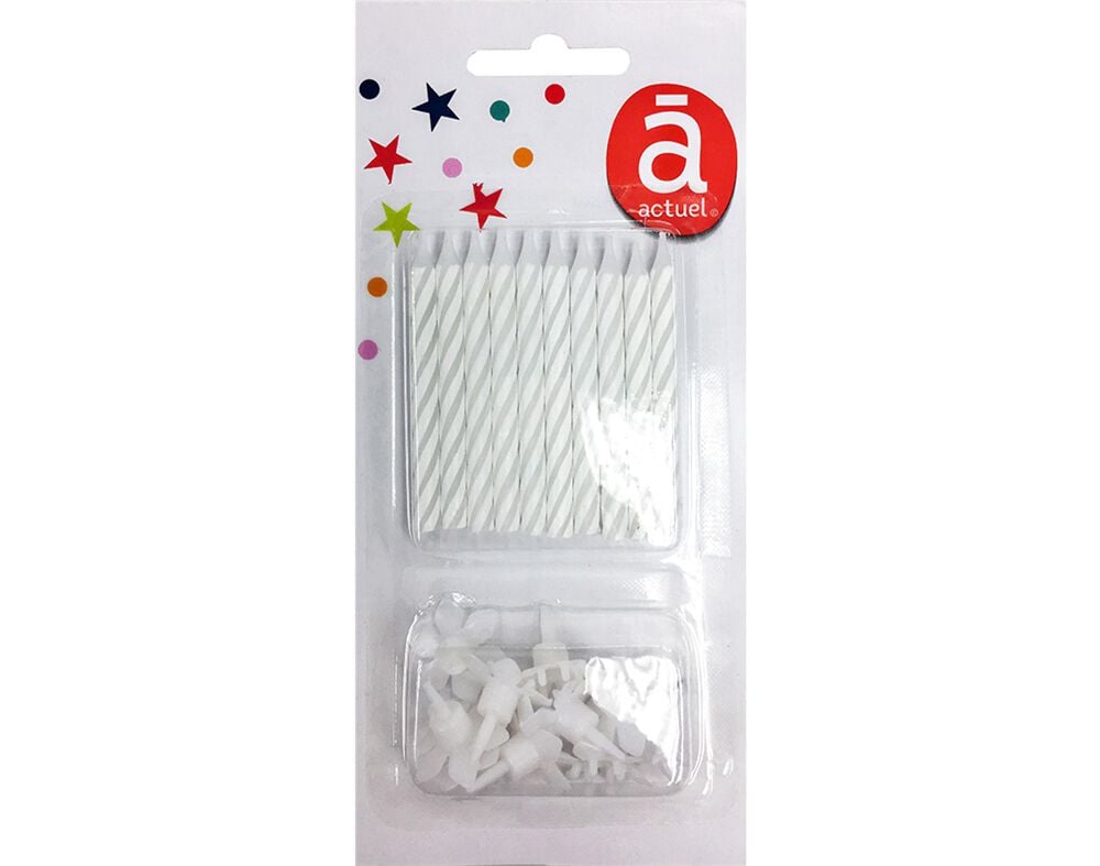VELAS DE ANIVERS&Aacute;RIO ACTUEL BRANCO PACK 10 UNIDADES