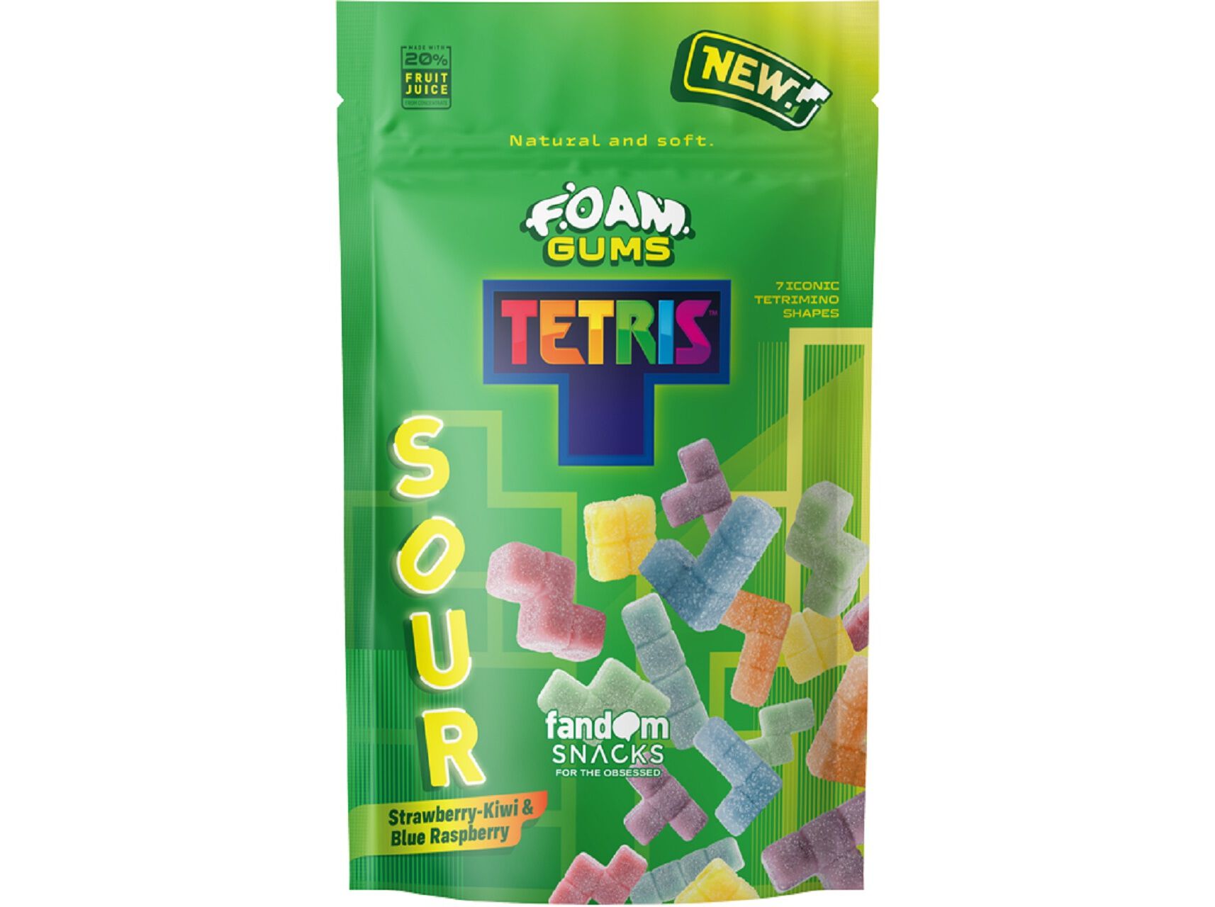 GOMAS TETRIS SOUR GUMMIES STRAWBERRY-KIWI & BLUE RASPBERRY 125G image number 0