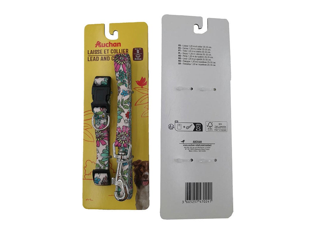 COLEIRA ESTAMPADA AUCHAN 25-35CM +TRELA 120CM image number 0