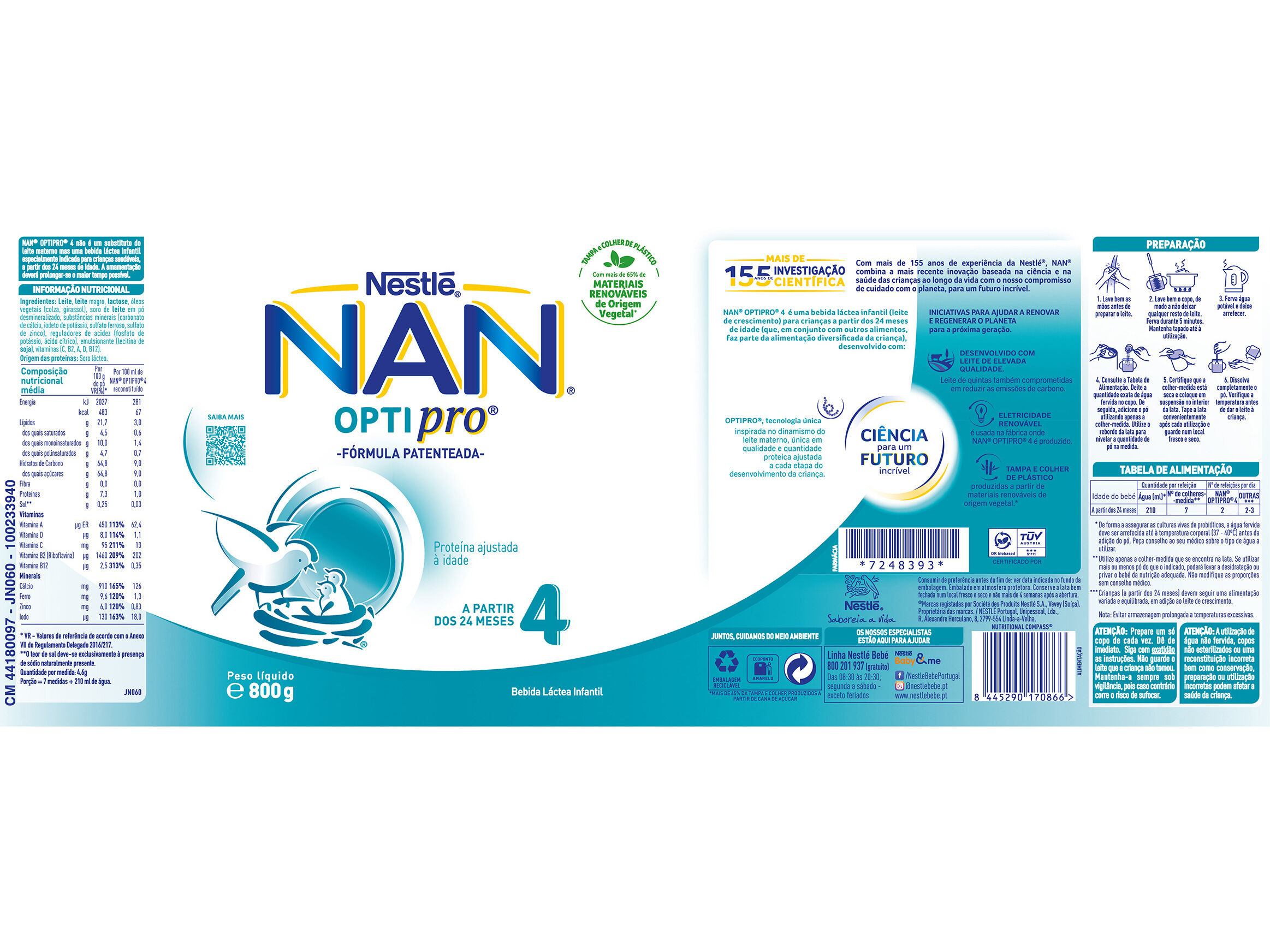 LEITE NAN OPTIPRO 4 CRESCIMENTO +24MESES 800GR image number 1