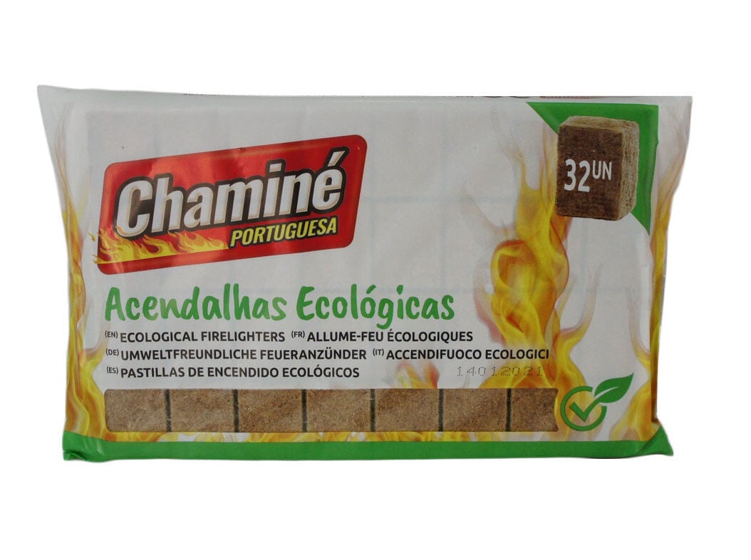ACENDALHAS CHAMIN&Eacute; PORTUGUESA ECOL&Oacute;GICAS 32 CUBOS