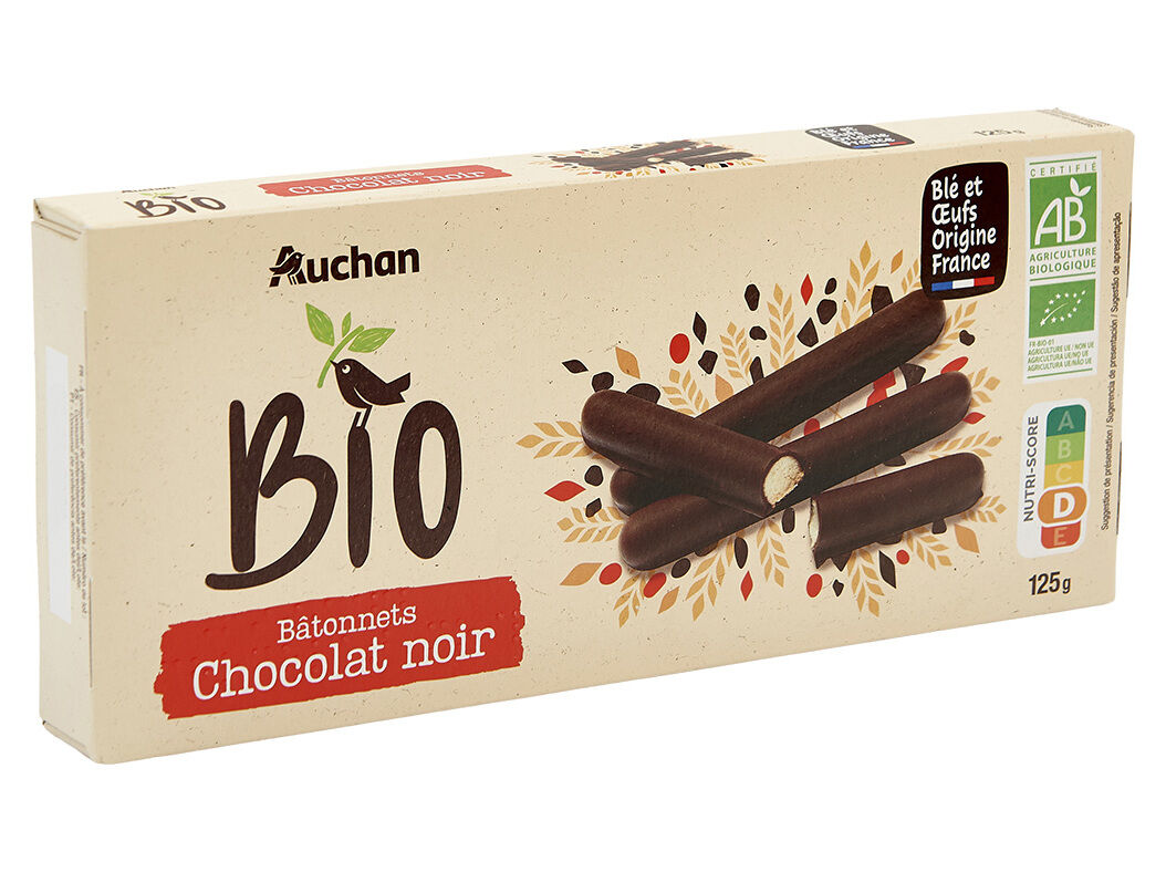 PALITOS BOLACHA AUCHAN BIO CHOCOLATE NEGRO 125G