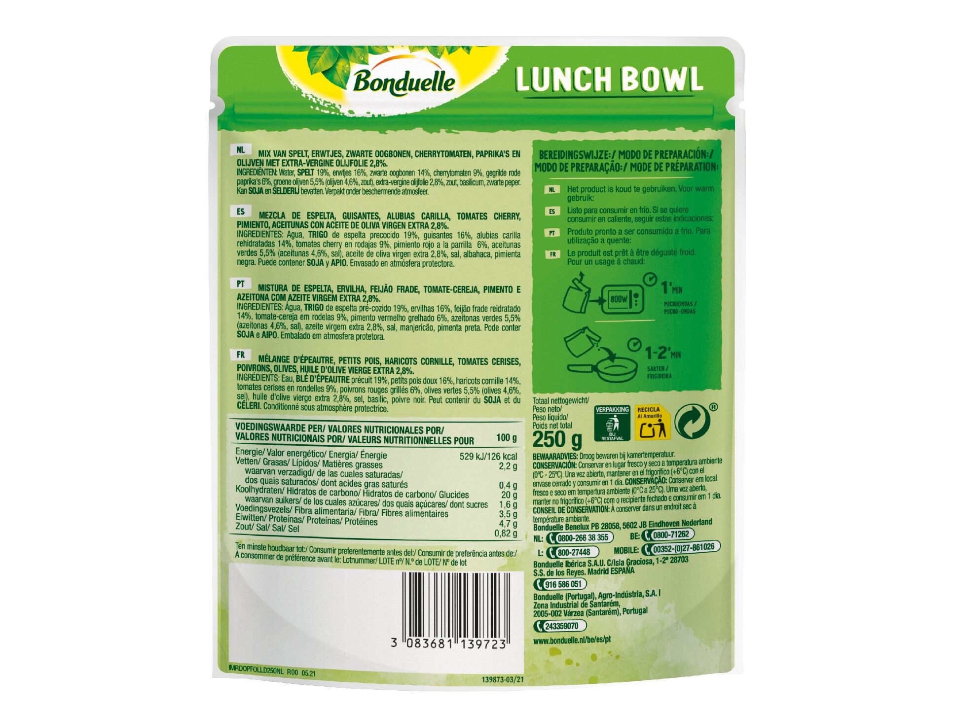 LUNCH BOWL ESPELTA BONDUELLE 250G image number 1