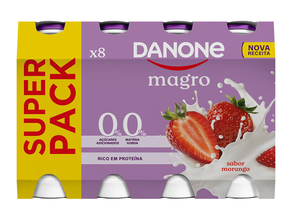 IOGURTE MAGRO L&Iacute;QUIDO DANONE MORANGO 8X155G