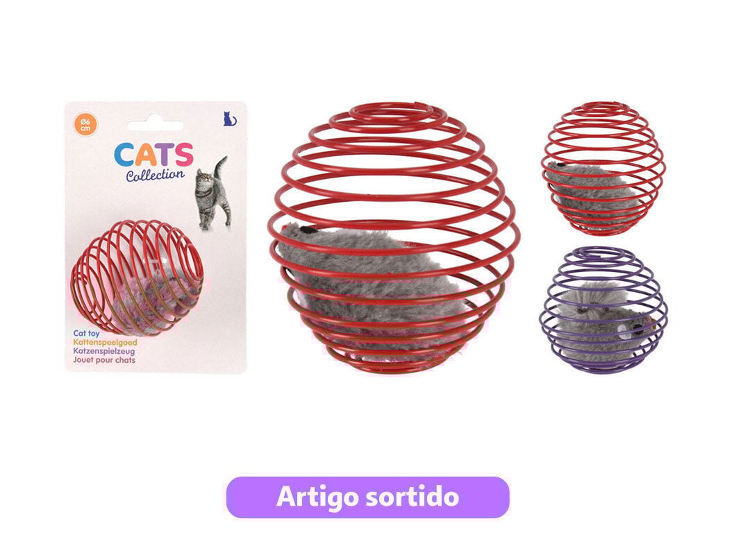 BRINQUEDO GATO CATS COLLECTION BOLA COM RATO 6CM CORES SORTIDAS