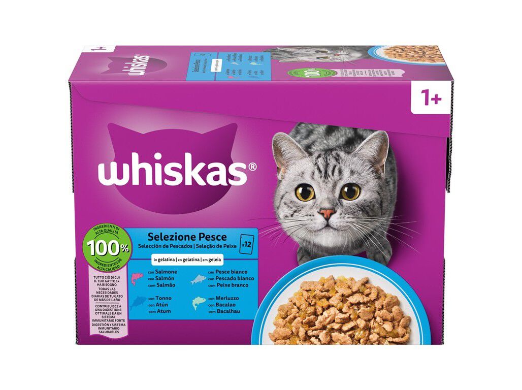 COMIDA H&Uacute;MIDA PARA GATO WHISKAS PEIXE 12X85G image number 0