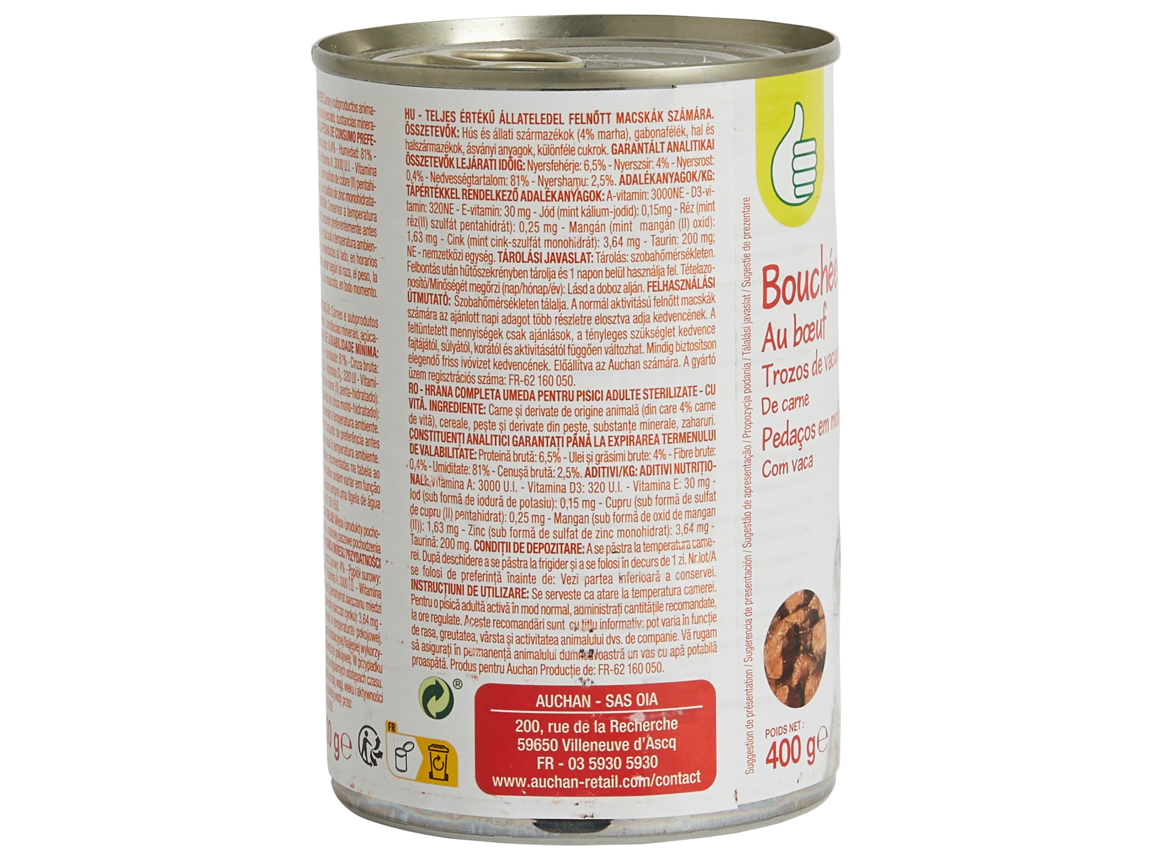 COMIDA H&Uacute;MIDA PARA GATO POLEGAR PEDA&Ccedil;OS EM MOLHO VACA 400G image number 1