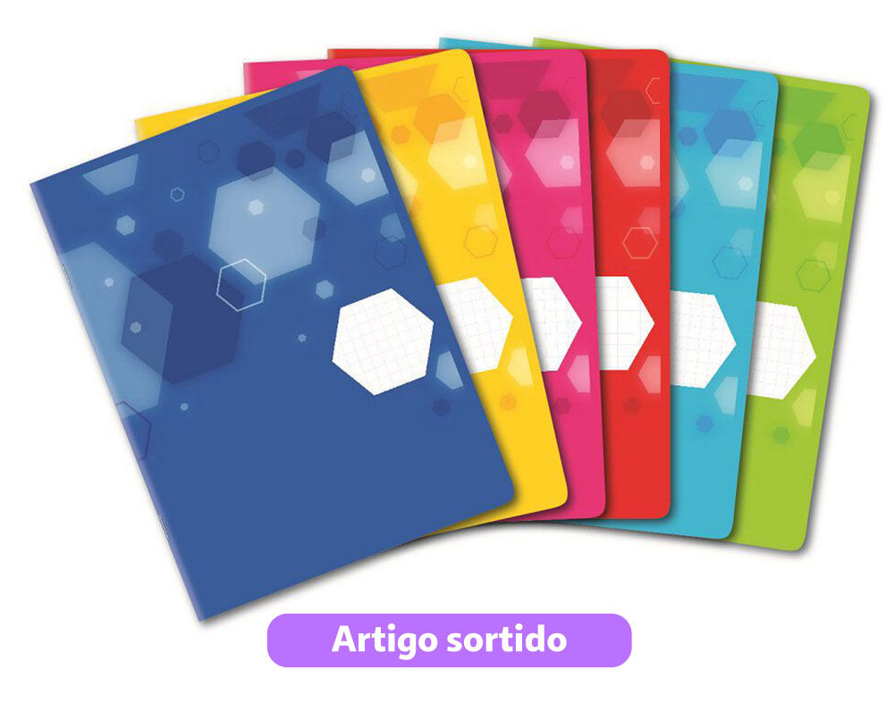 CADERNO QUADRICULADO AGRAFADO A5 AUCHAN 48 FOLHAS CORES SORTIDAS