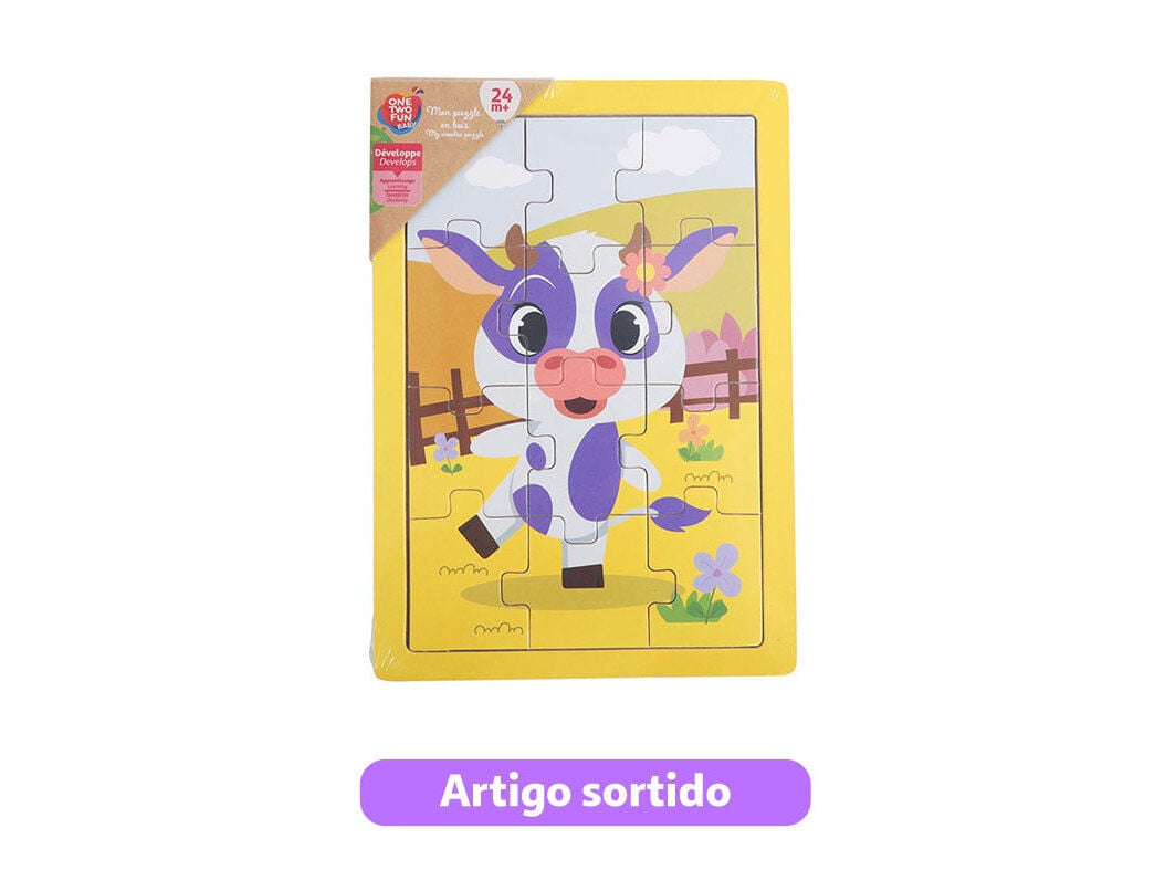 PUZZLE ANIMAIS ONE TWO FUN 12 PE&Ccedil;AS MODELOS SORTIDOS image number 2
