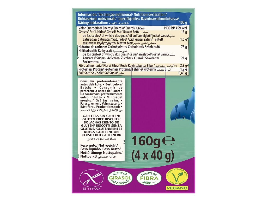 BOLACHA HOOKIES SHARK. GULLON SEM GLUT&Eacute;N 160G image number 1