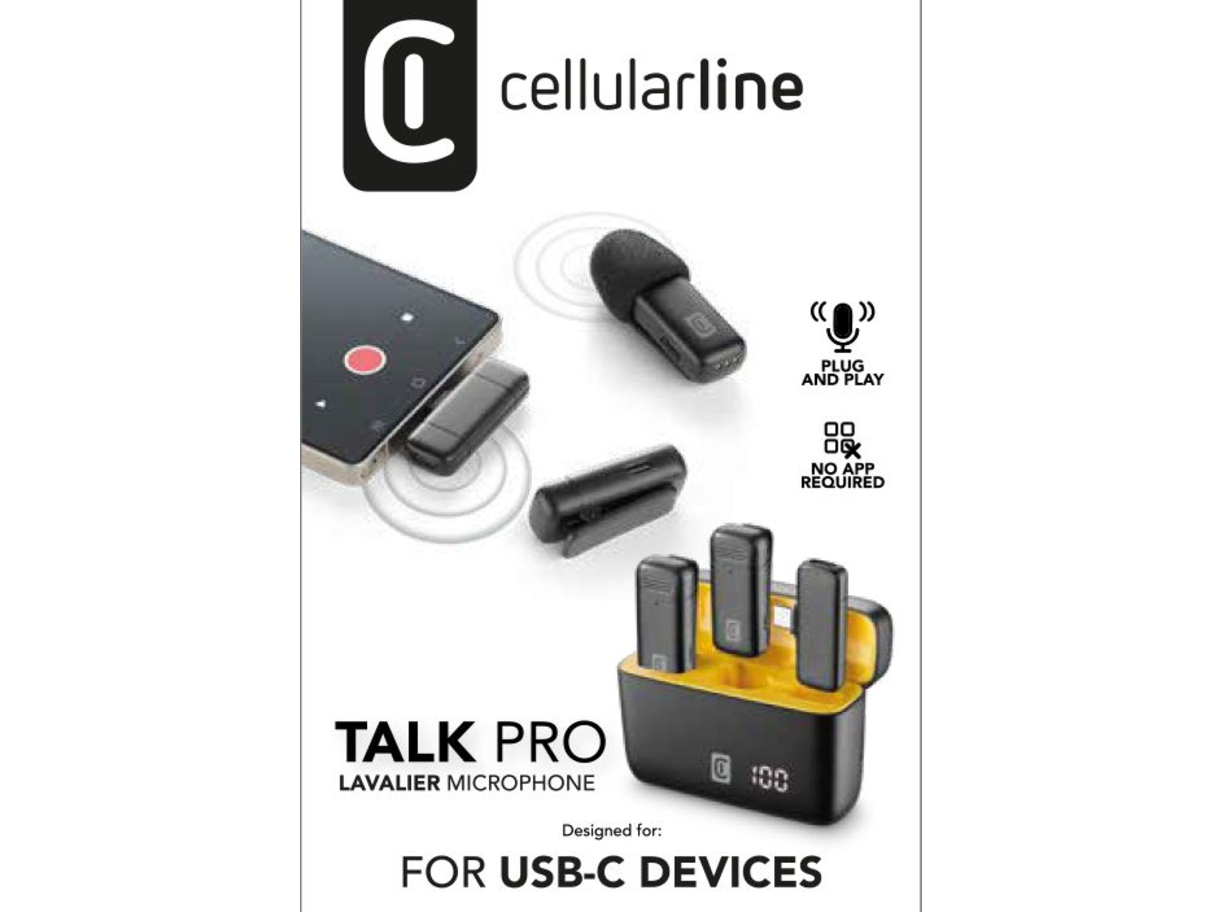 MICROFONE DE LAPELA WIRELESS CELLULARLINE TALKPRO (COM REDU&Ccedil;&Atilde;O DE RU&Iacute;DO COMPAT&Iacute;VEL IOS/ANDROID) image number 1