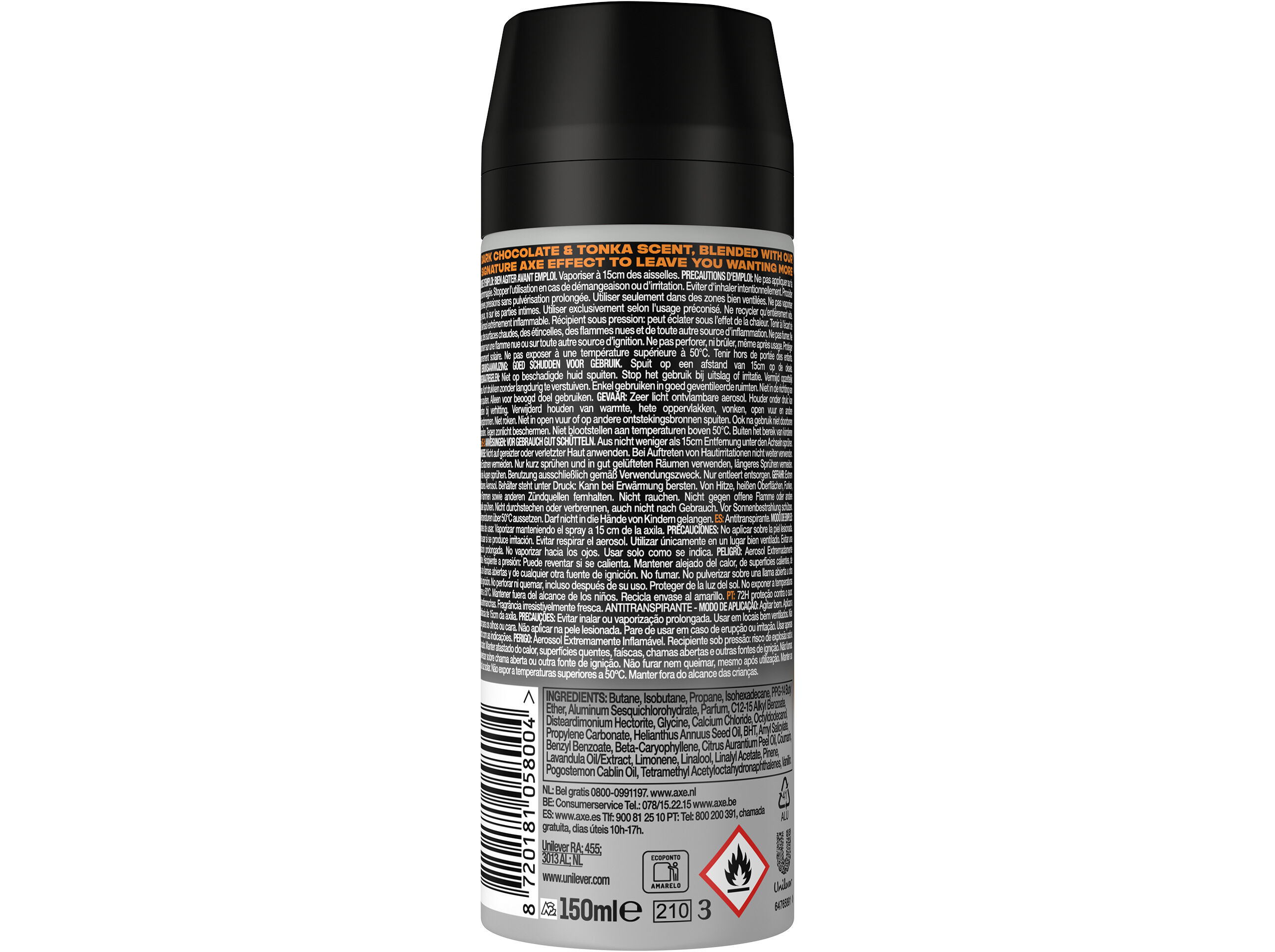 DEO AXE SPRAY DARK TEMPTATION DRY 150ML image number 1