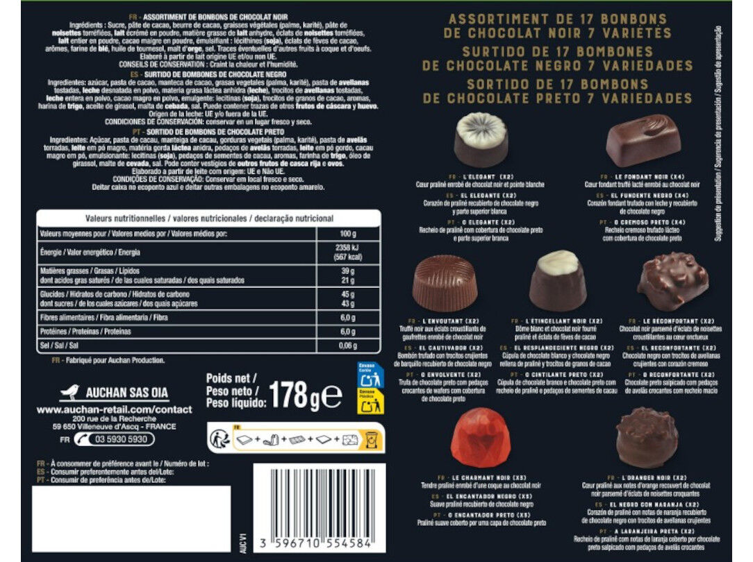 BOMBONS VENDOME CHOCOLATE PRETO SORTIDO 178G image number 1