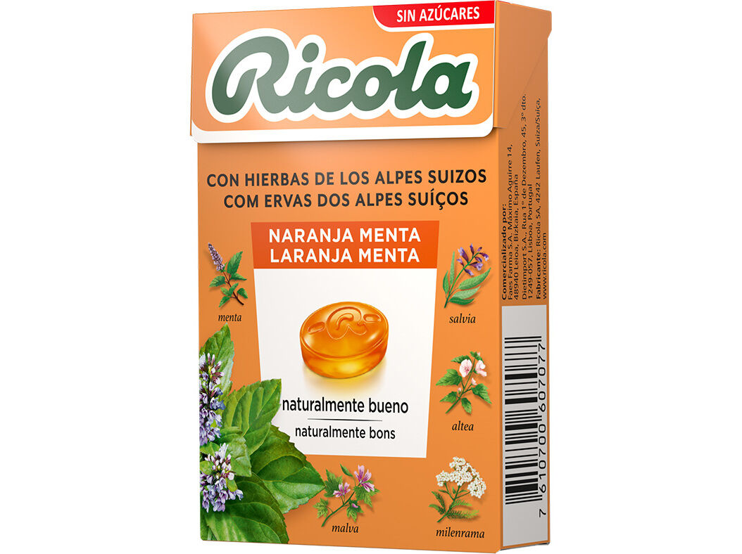 REBU&Ccedil;ADOS RICOLA SEM A&Ccedil;&Uacute;CAR LARANJA+MENTA 50G