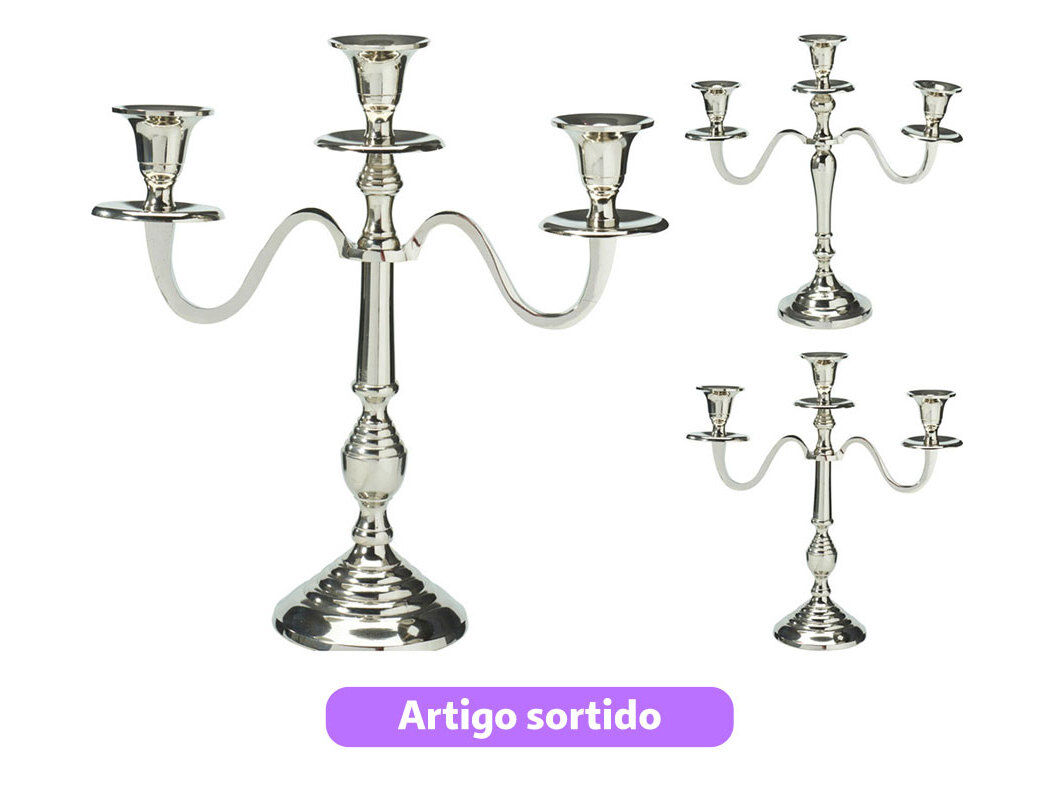 SUPORTE DE VELA PRATEADO 29X10X30CM MODELOS SORTIDOS image number 0