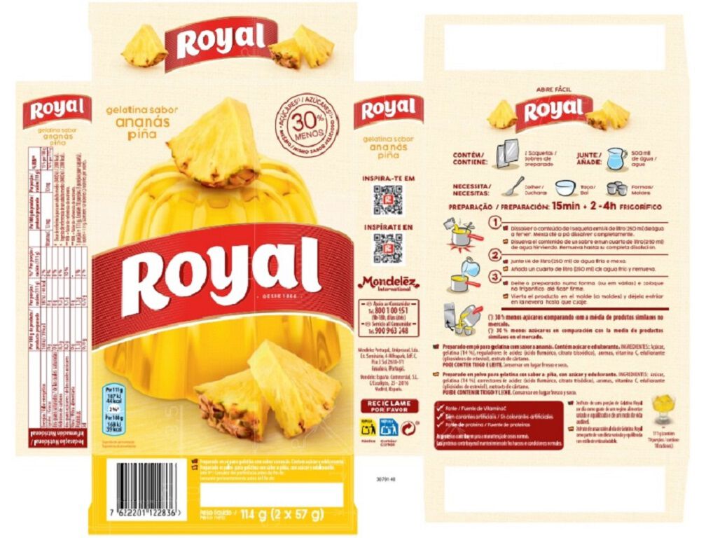 GELATINA ROYAL ANAN&Aacute;S 2X57G image number 1