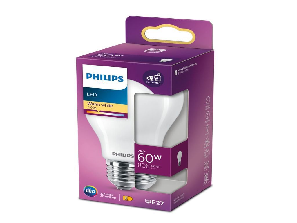 LAMPADA LED PHILIPS E27 60W LUZ BRANCA QUENTE image number 0
