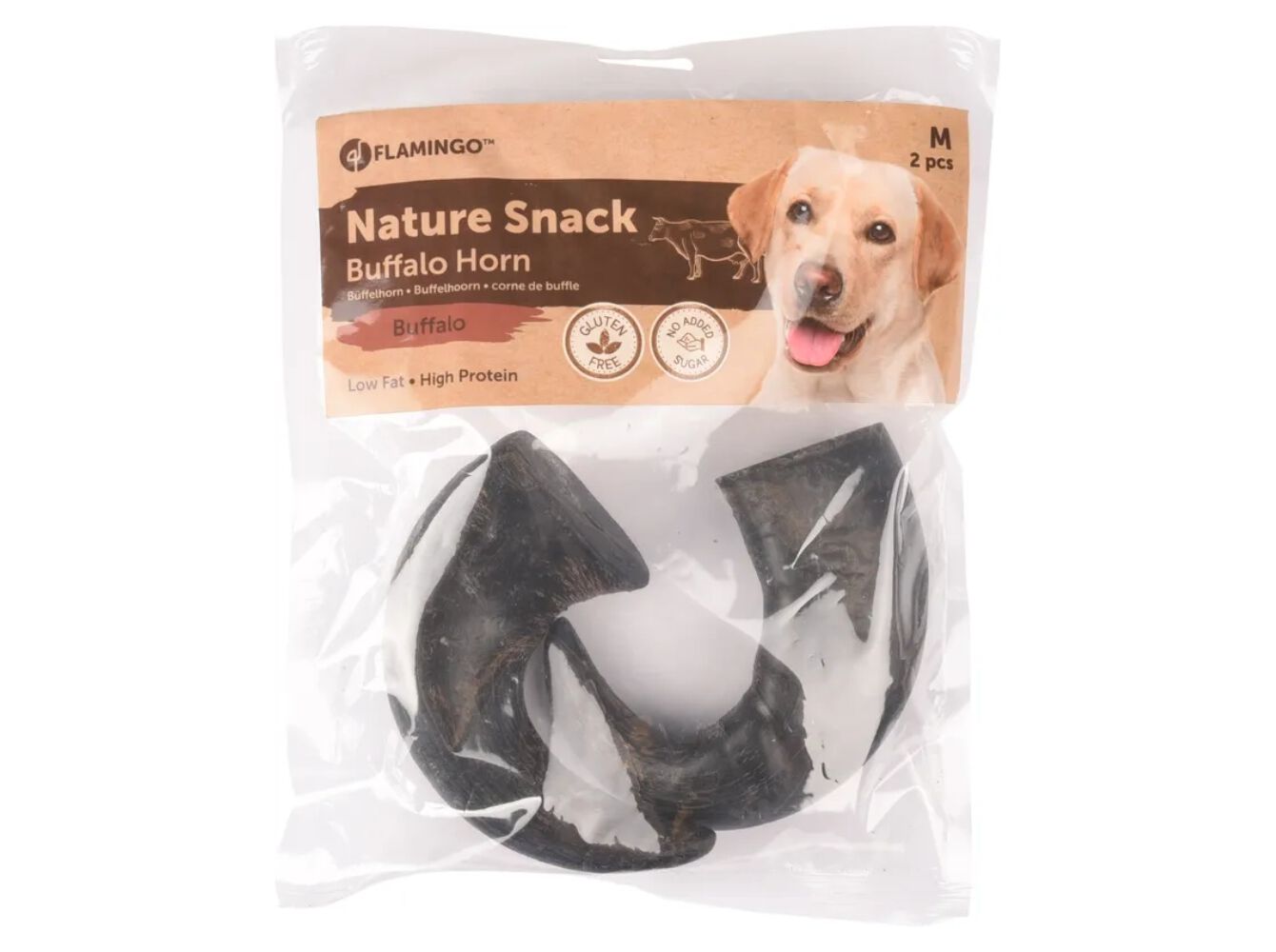 SNACK NATURAL C&Atilde;O FLAMINGO CHIFRE B&Uacute;FALO M&Eacute;DIO 2 UNIDADES image number 0