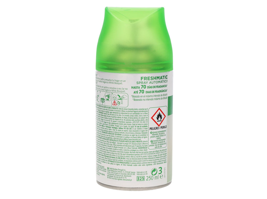 AMBIENTADOR RECARGA AIR WICK FRESHMATIC 2 WHITE BOUQUET + 1 LAVANDA 250ML image number 1