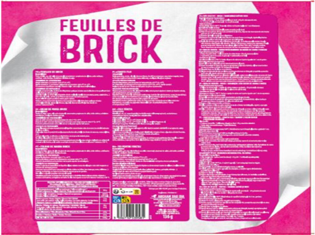 MASSA BRICK AUCHAN EM FOLHAS 136G image number 1