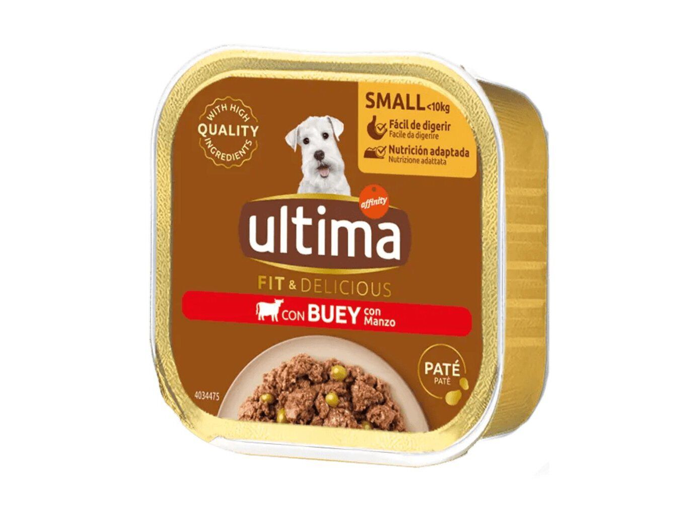 COMIDA H&Uacute;MIDA PARA C&Atilde;O ULTIMA MINI FIT & DELICIOUS VACA 150G