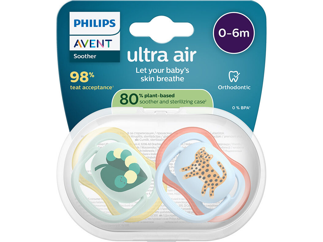CHUPETA AVENT ULTRA AIR 0-6M DECO VER/AZ 2UN image number 0