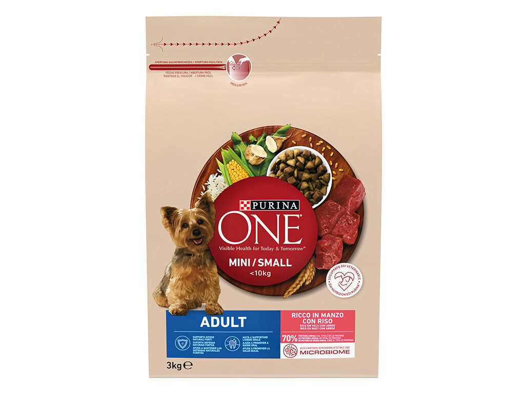 RA&Ccedil;&Atilde;O PARA C&Atilde;O PURINA ONE MINI ADULTO COM VACA 3KG image number 1