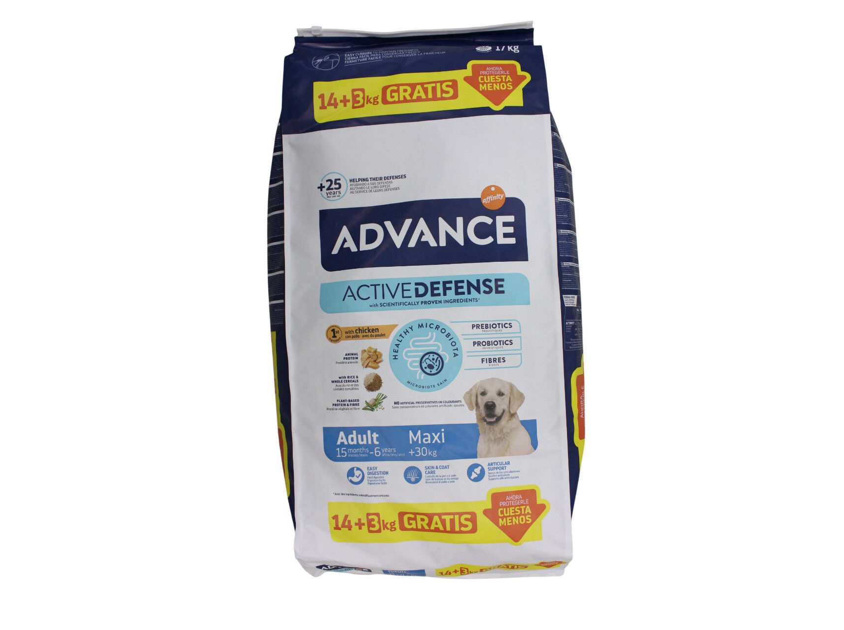 RA&Ccedil;&Atilde;O PARA C&Atilde;O ADVANCE MAXI ADULTO FRANGO 14+3KG image number 0