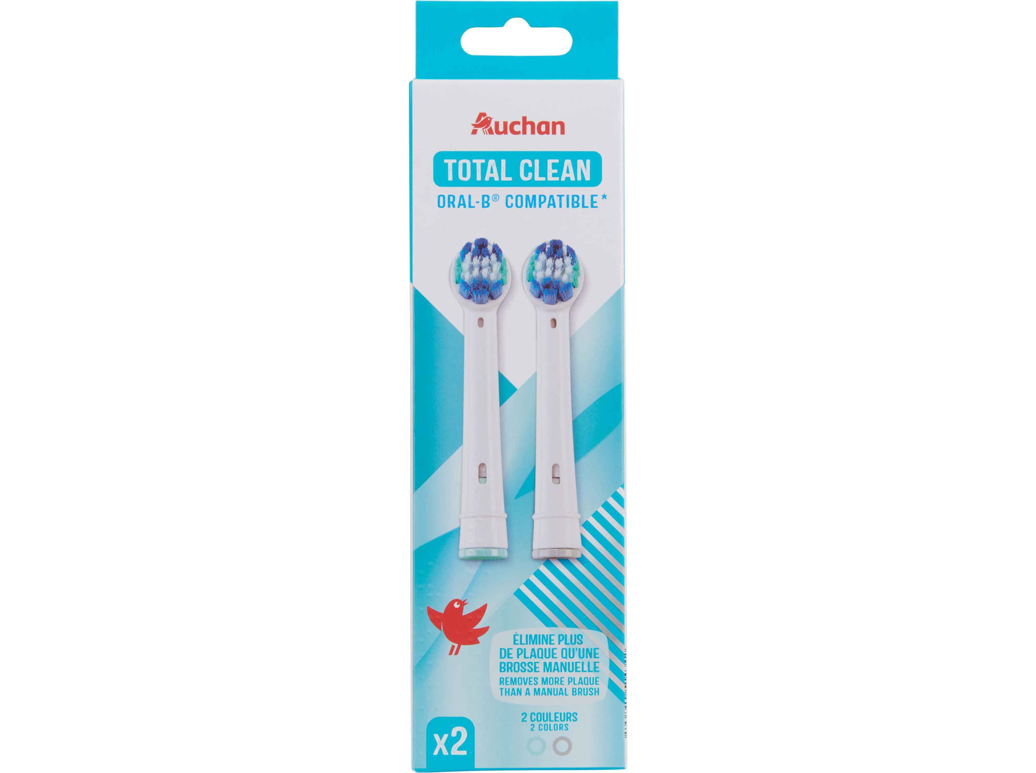 RECARGA ESCOVA DENTES AUCHAN EL&Eacute;CTRICA TOTAL CLEAN 2UN image number 0