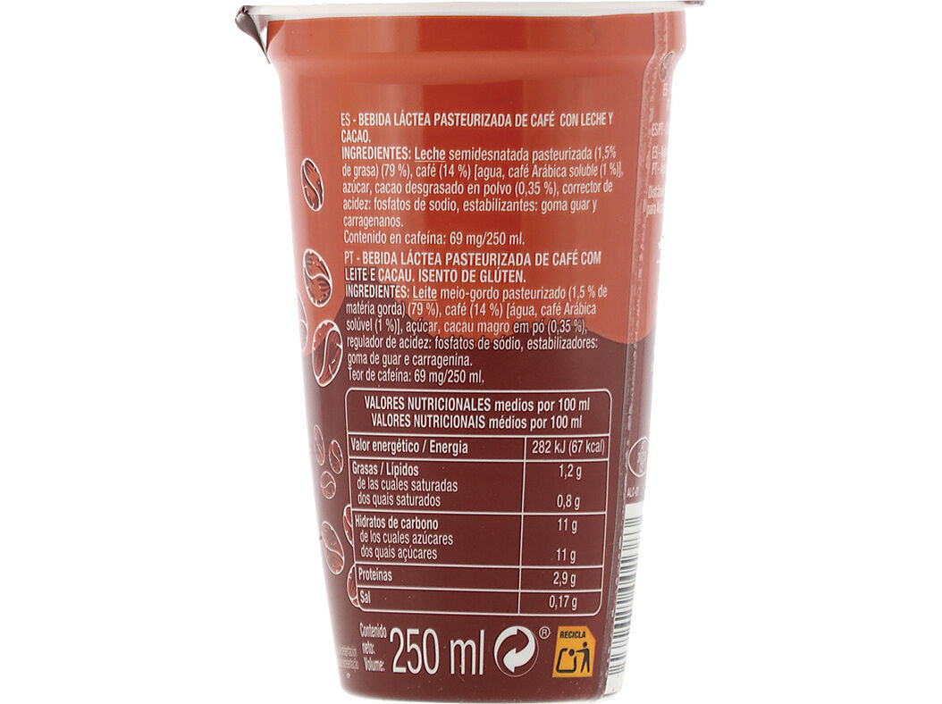 CAF&Eacute; LATTE CAPPUCCINO AUCHAN 100% AR&Aacute;BICA SEM GL&Uacute;TEN 250ML image number 1