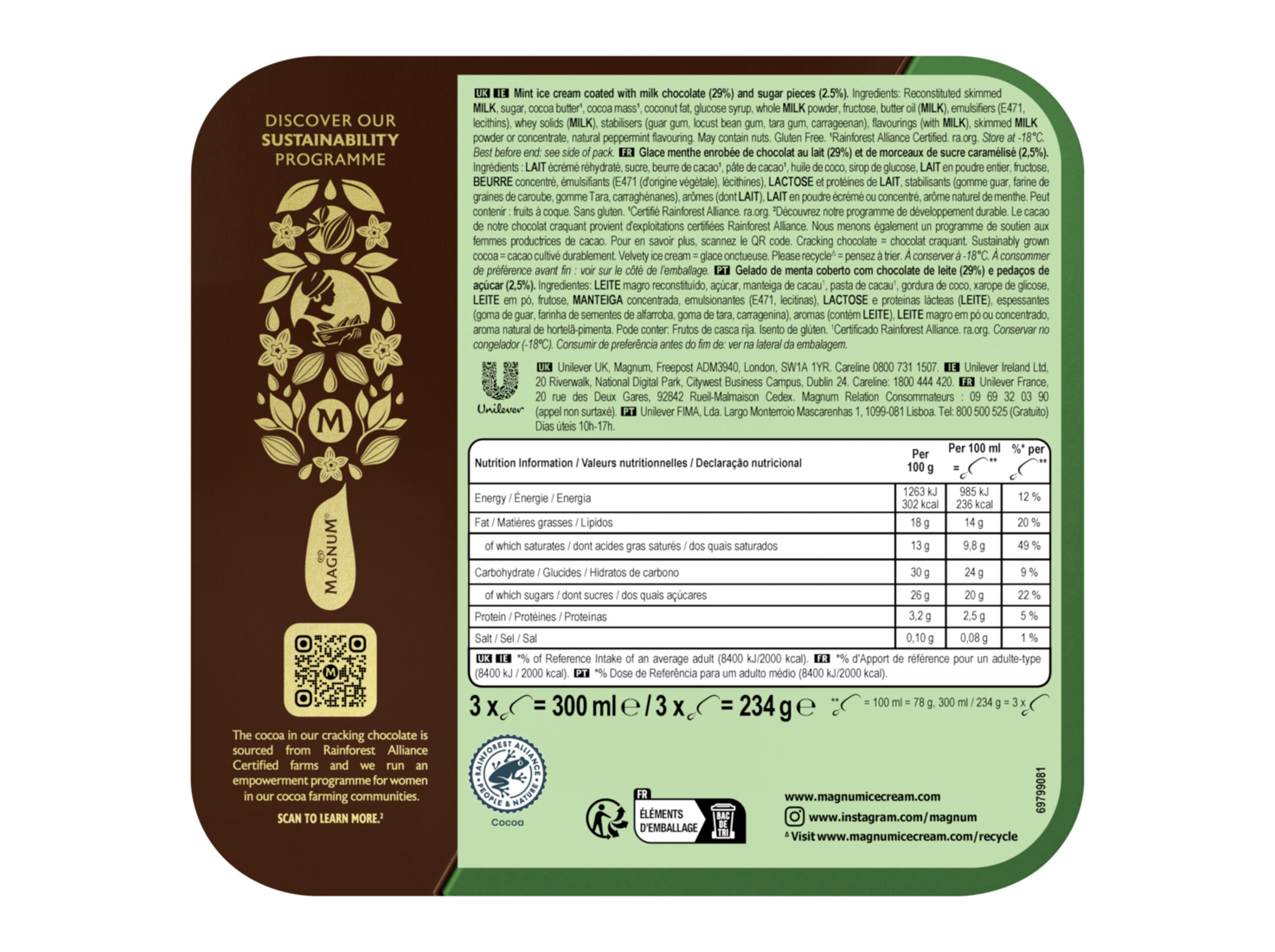 GELADO MAGNUM MENTA 3X100 ML image number 2