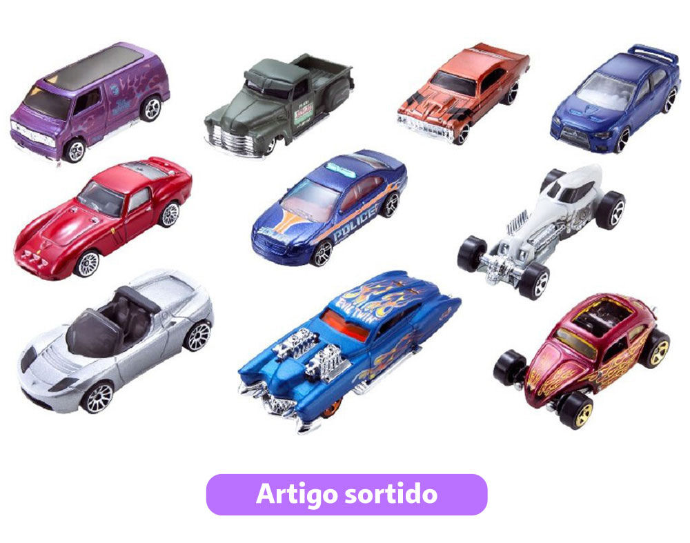 CARRINHOS HOT WHEELS 10 UNIDADES MODELOS SORTIDOS image number 1