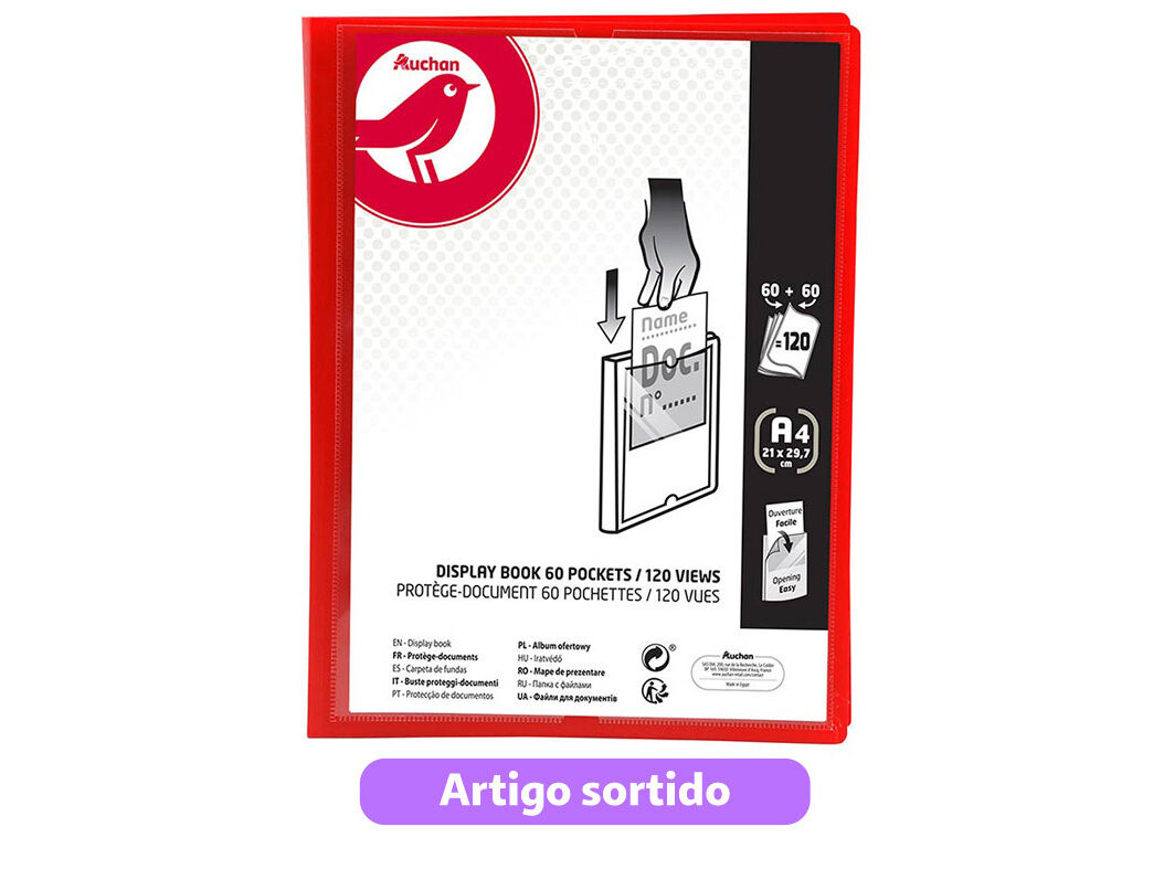 PORTF&Oacute;LIO AUCHAN A4 60+60 BOLSAS CORES SORTIDAS image number 4