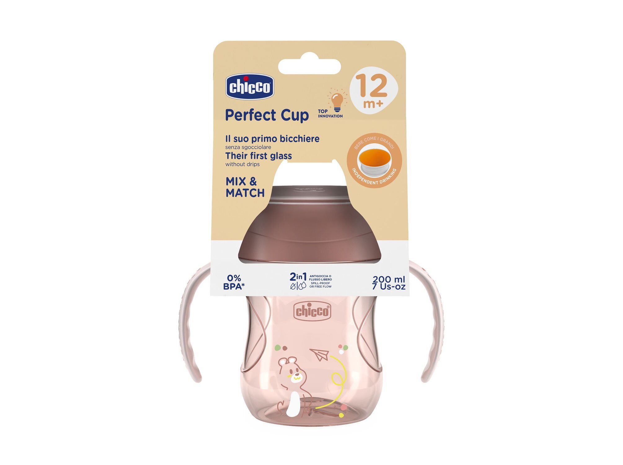 COPO REFEI&Ccedil;&Atilde;O CHICCO 360 12M ROSA 200 ML