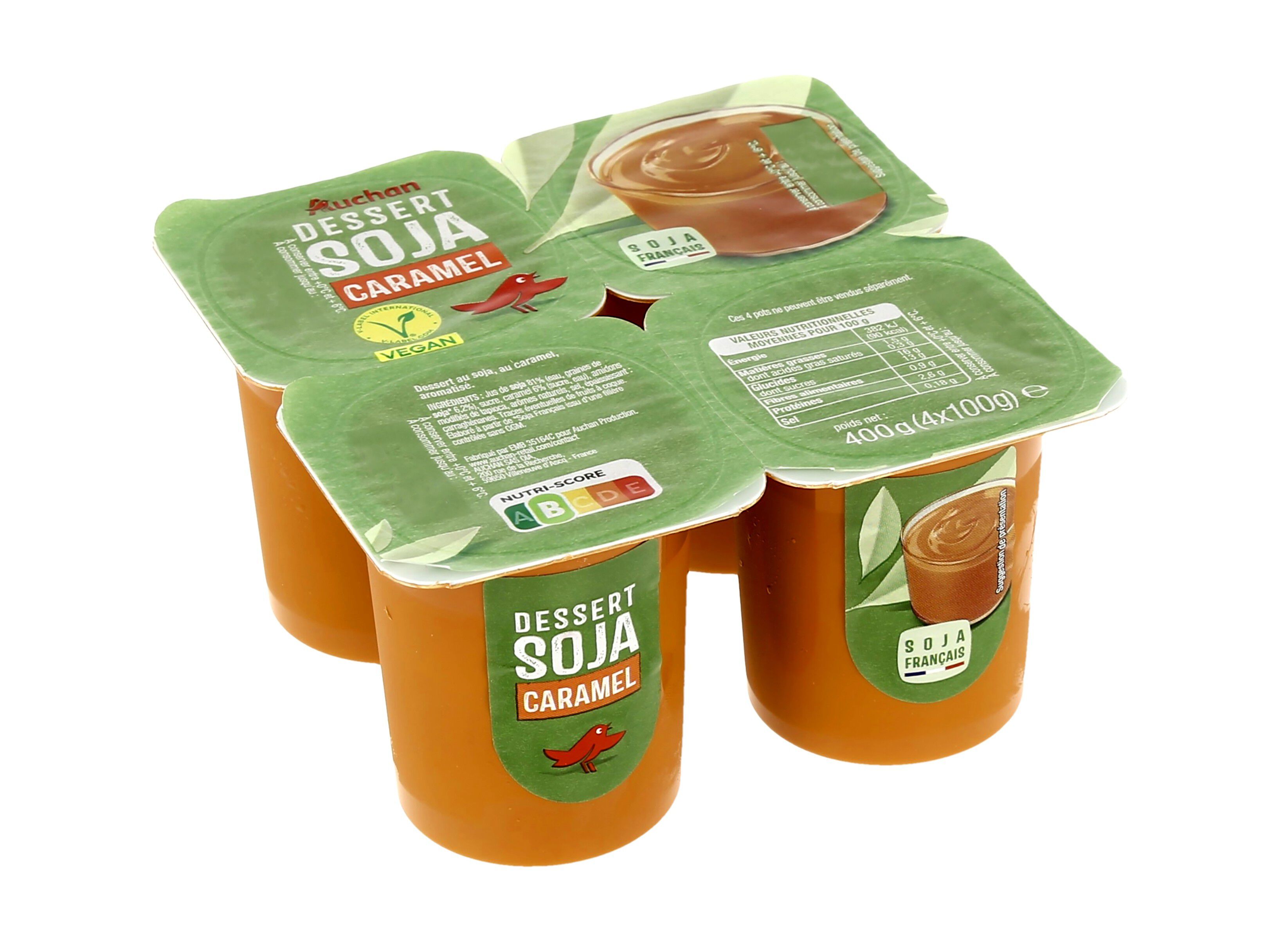 SOBREMESA SOJA AUCHAN CARAMELO 4X100G
