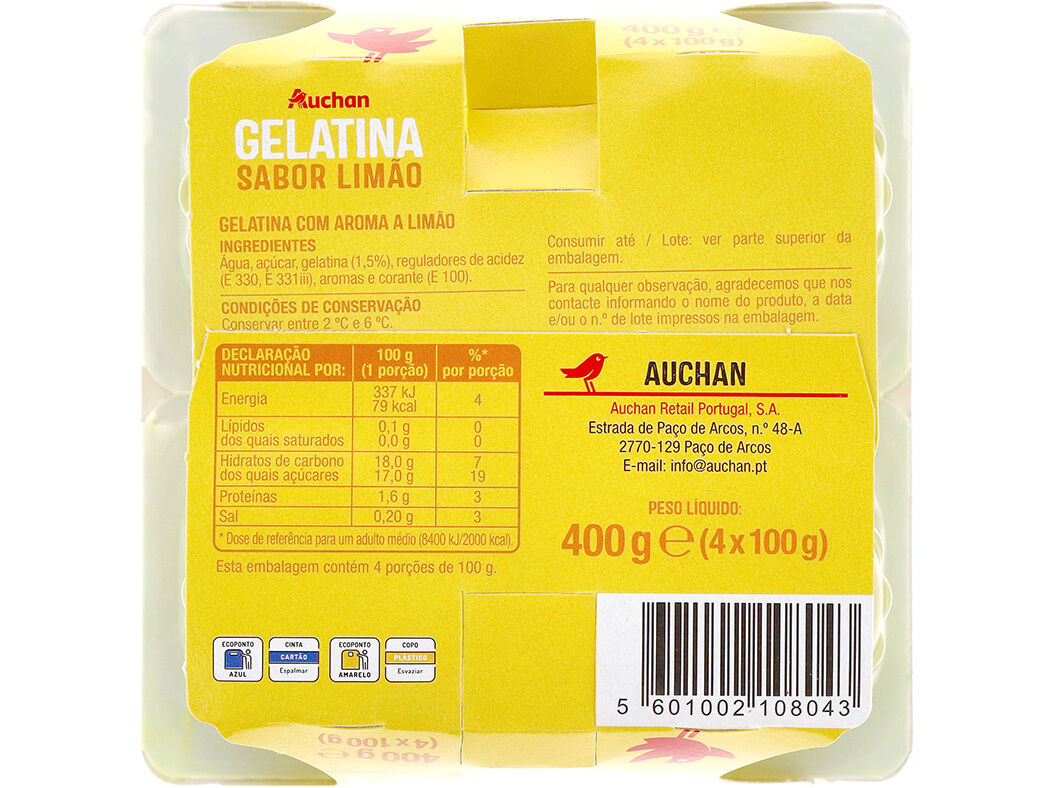 GELATINA AUCHAN LIM&Atilde;O 4X100G image number 2