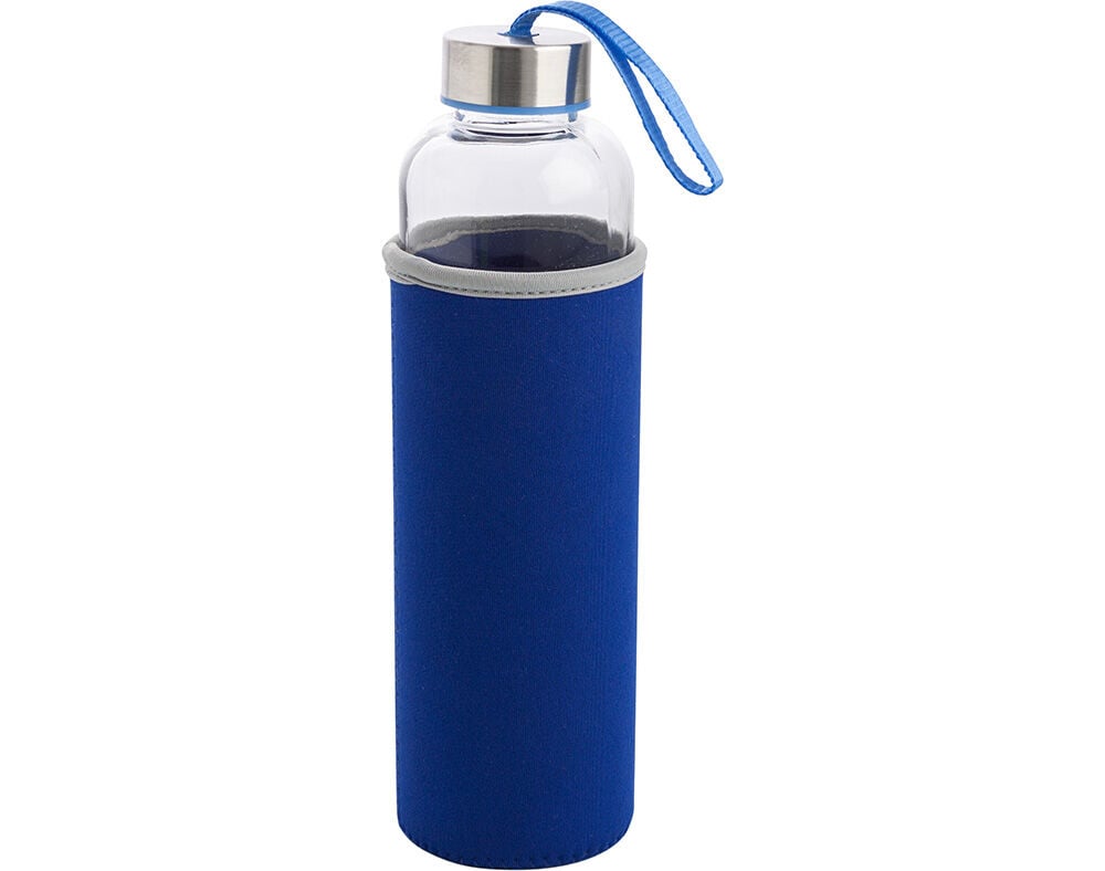GARRAFA QUID VIDRO COM CAPA AZUL 0.6L
