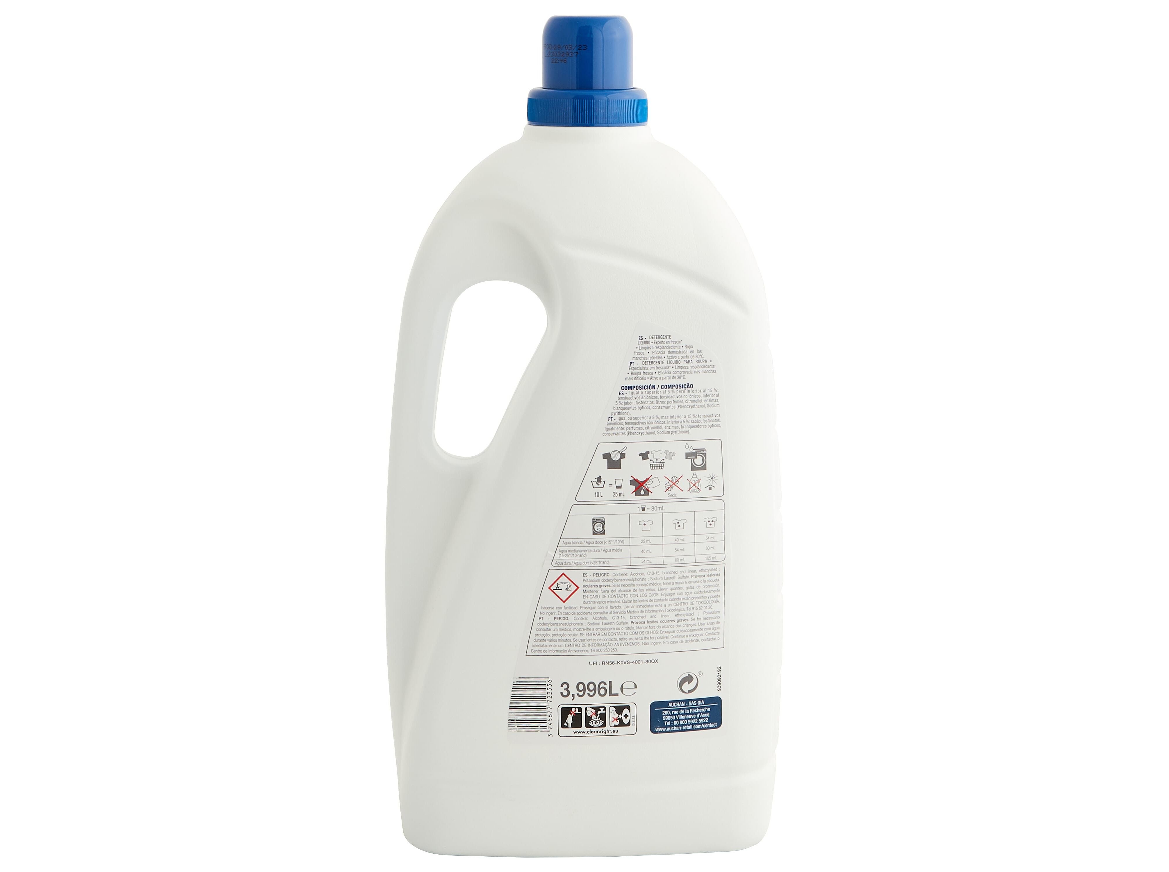 DETERGENTE ROUPA M&Aacute;QUINA L&Iacute;QUIDO AUCHAN FRESCURA 74 DOSES image number 2