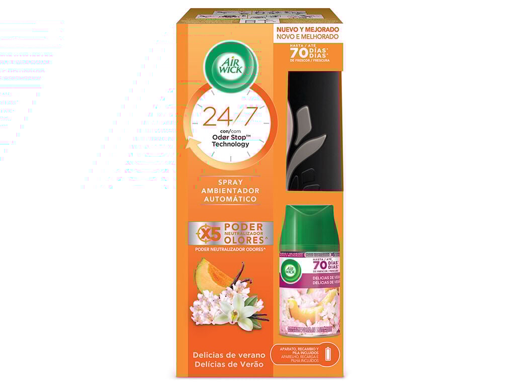 AMBIENTADOR AIR WICK FRESHMATIC DIFUSOR DEL&Iacute;CIAS DE VER&Atilde;O 250ML