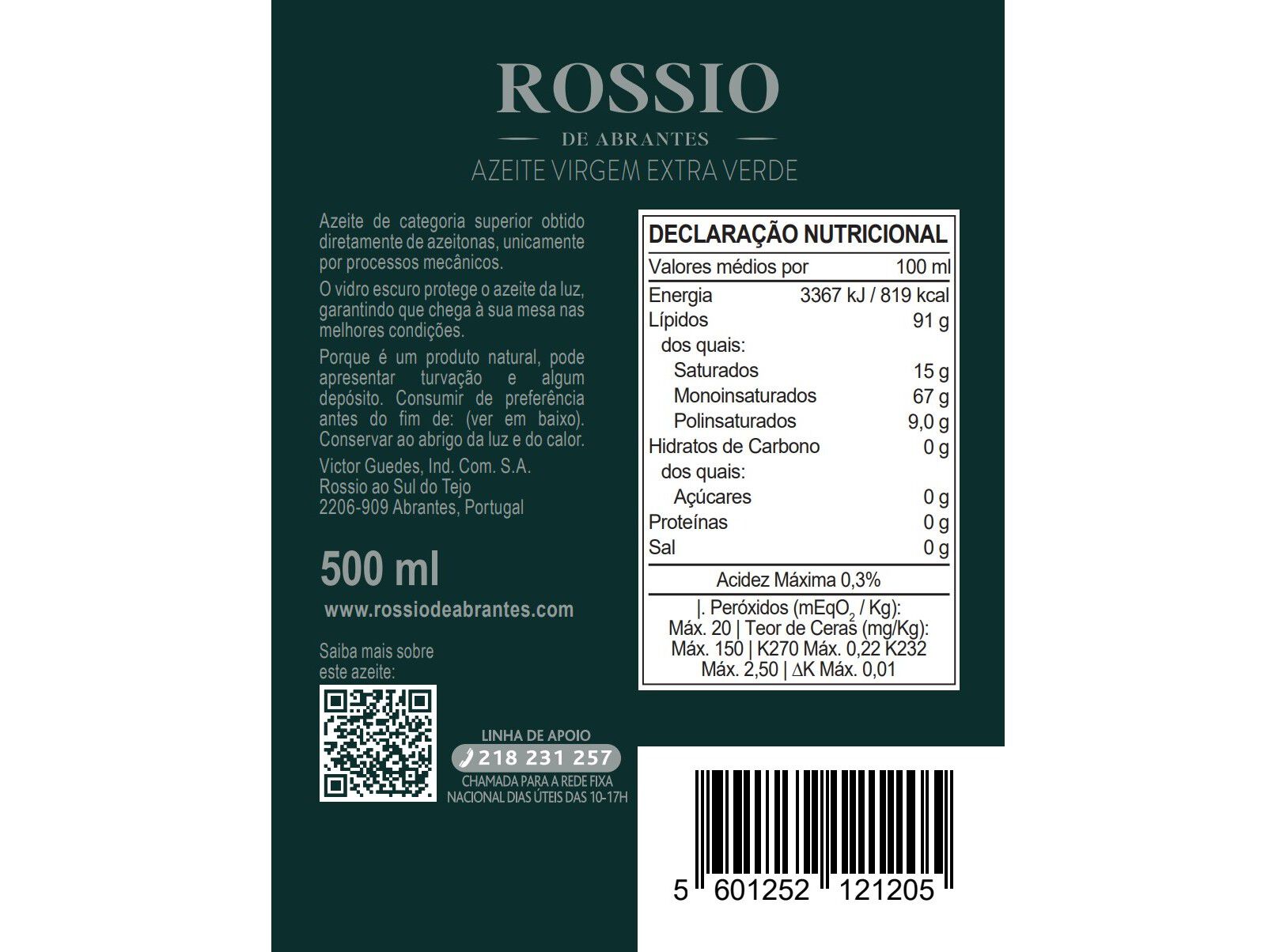 AZEITE VE ROSSIO DE ABRANTES VERDE 500ML image number 1